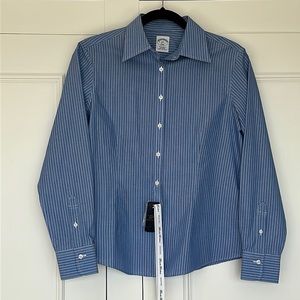 Brooks Brothers Miracle Shirt Women’s 10P Blue & White Stripe Long Sleeve NWT